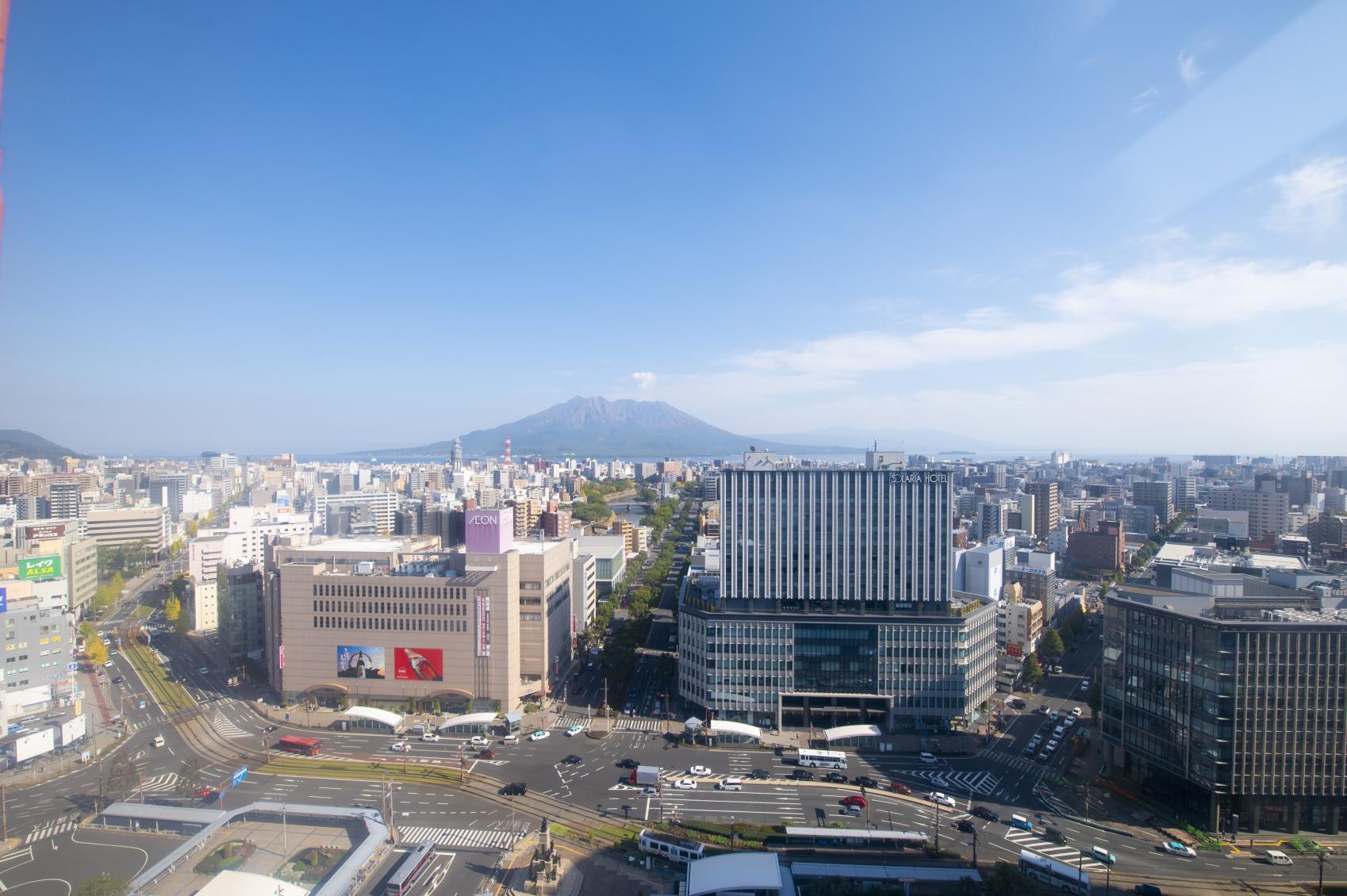A panoramic view of the city is available from the Ferris Wheel at Amu Plaza Kagoshima, adjacent to Kagoshima Chuo Station.-0